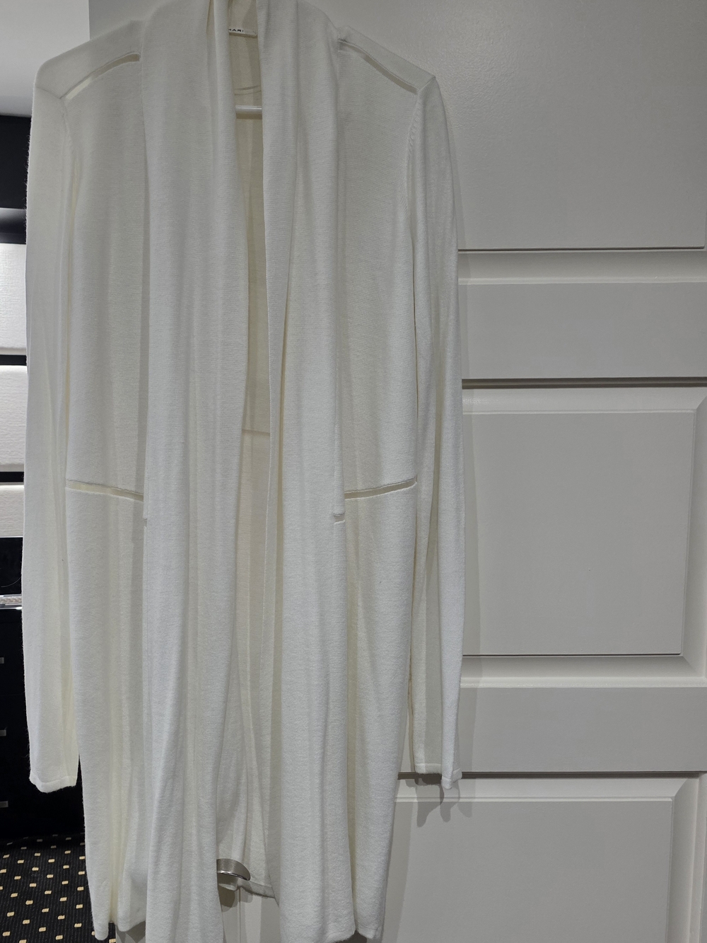T Tahari Offwhite open-front draped cardigan shawl collar Lightweigh S New WOT